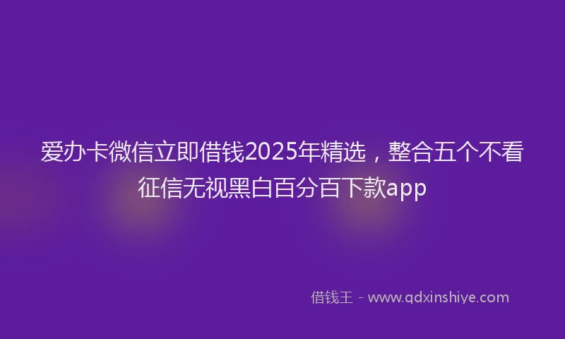 爱办卡微信立即借钱2025年精选，整合五个不看征信无视黑白百分百下款app