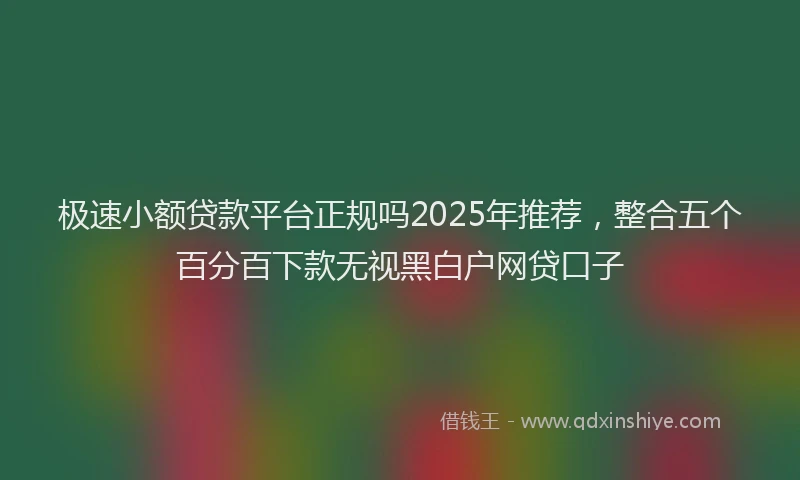 极速小额贷款平台正规吗2025年推荐，整合五个百分百下款无视黑白户网贷口子