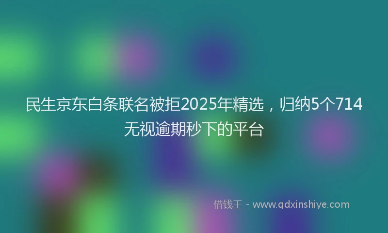 民生京东白条联名被拒2025年精选，归纳5个714无视逾期秒下的平台