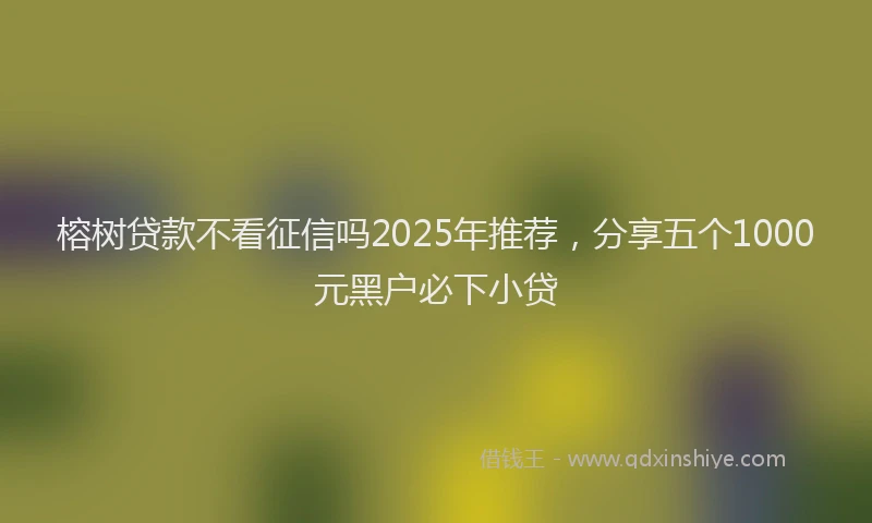 榕树贷款不看征信吗2025年推荐，分享五个1000元黑户必下小贷