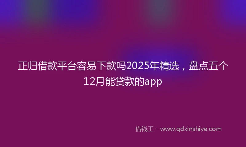 正归借款平台容易下款吗2025年精选，盘点五个12月能贷款的app