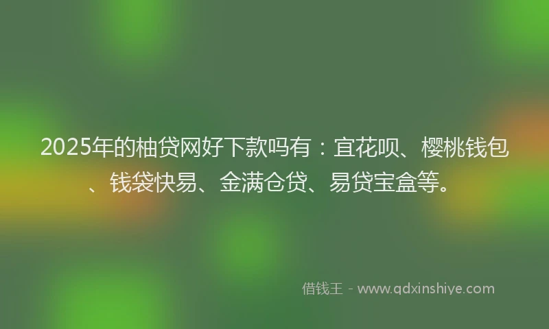 2025年的柚贷网好下款吗有：宜花呗、樱桃钱包、钱袋快易、金满仓贷、易贷宝盒等。