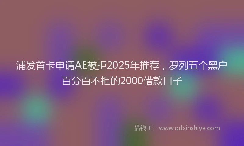 浦发首卡申请AE被拒2025年推荐，罗列五个黑户百分百不拒的2000借款口子