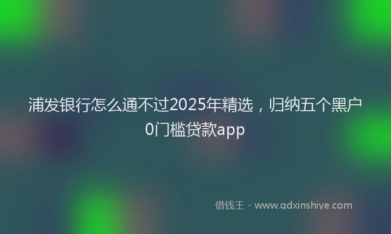 浦发银行怎么通不过2025年精选，归纳五个黑户0门槛贷款app