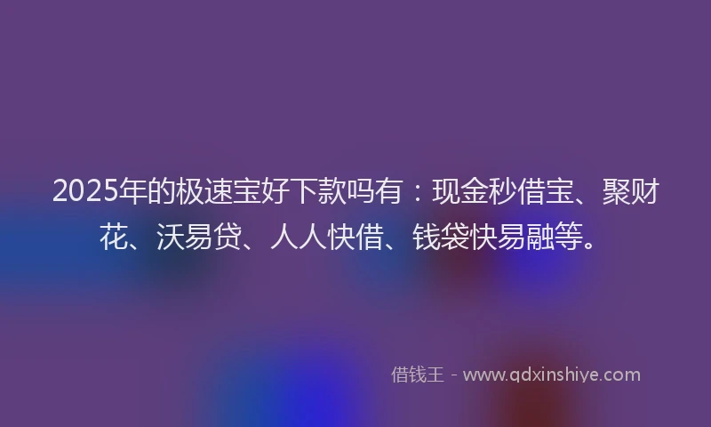 2025年的极速宝好下款吗有：现金秒借宝、聚财花、沃易贷、人人快借、钱袋快易融等。
