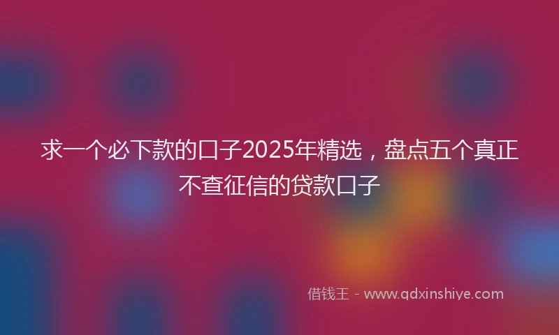 求一个必下款的口子2025年精选，盘点五个真正不查征信的贷款口子