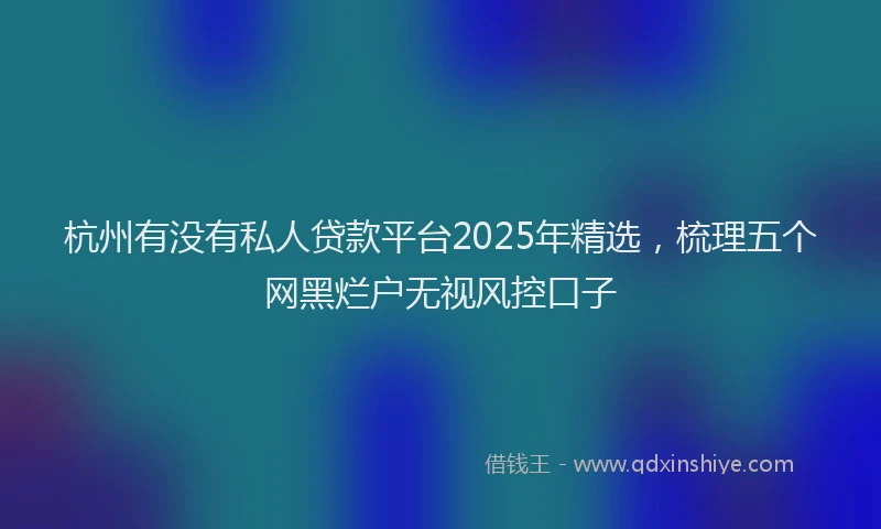 杭州有没有私人贷款平台2025年精选，梳理五个网黑烂户无视风控口子