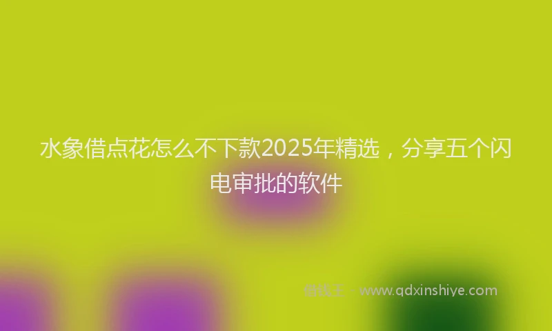 水象借点花怎么不下款2025年精选，分享五个闪电审批的软件
