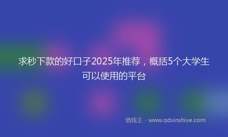 求秒下款的好口子2025年推荐，概括5个大学生可以使用的平台