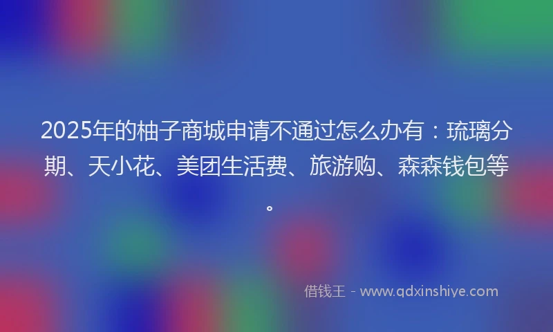 2025年的柚子商城申请不通过怎么办有：琉璃分期、天小花、美团生活费、旅游购、森森钱包等。