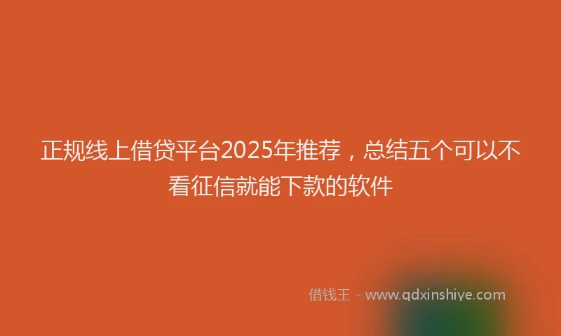 正规线上借贷平台2025年推荐，总结五个可以不看征信就能下款的软件