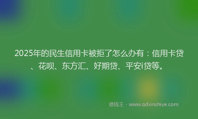 2025年的民生信用卡被拒了怎么办有：信用卡贷、花呗、东方汇、好期贷、平安i贷等。