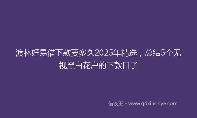 渡林好易借下款要多久2025年精选，总结5个无视黑白花户的下款口子