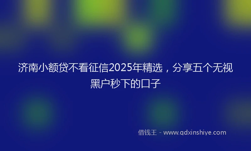 济南小额贷不看征信2025年精选，分享五个无视黑户秒下的口子