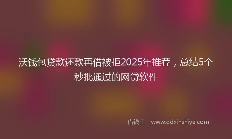 沃钱包贷款还款再借被拒2025年推荐，总结5个秒批通过的网贷软件