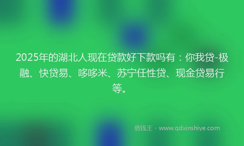 2025年的湖北人现在贷款好下款吗有：你我贷-极融、快贷易、哆哆米、苏宁任性贷、现金贷易行等。