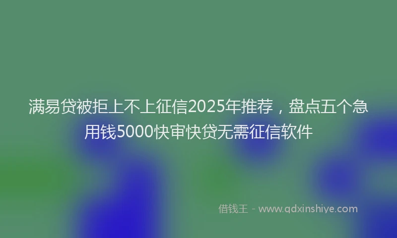 满易贷被拒上不上征信2025年推荐，盘点五个急用钱5000快审快贷无需征信软件