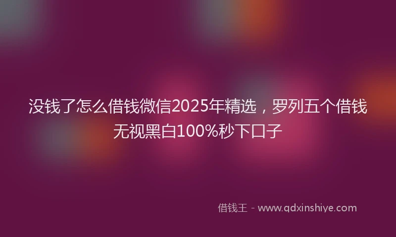 没钱了怎么借钱微信2025年精选，罗列五个借钱无视黑白100%秒下口子