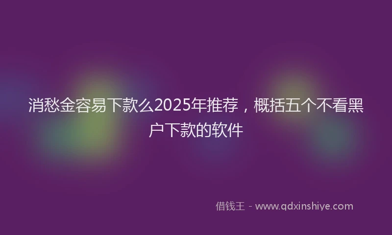 消愁金容易下款么2025年推荐，概括五个不看黑户下款的软件