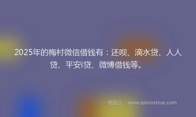 2025年的梅村微信借钱有：还呗、滴水贷、人人贷、平安i贷、微博借钱等。