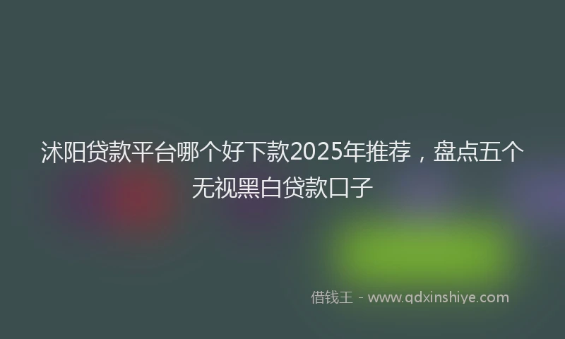 沭阳贷款平台哪个好下款2025年推荐，盘点五个无视黑白贷款口子