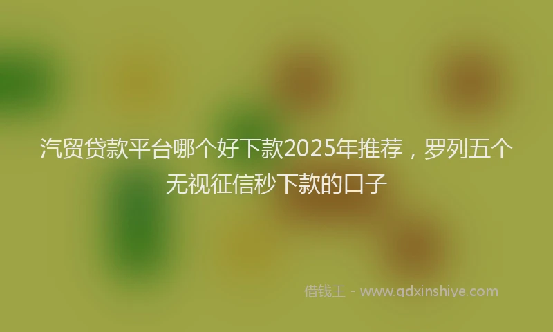 汽贸贷款平台哪个好下款2025年推荐，罗列五个无视征信秒下款的口子