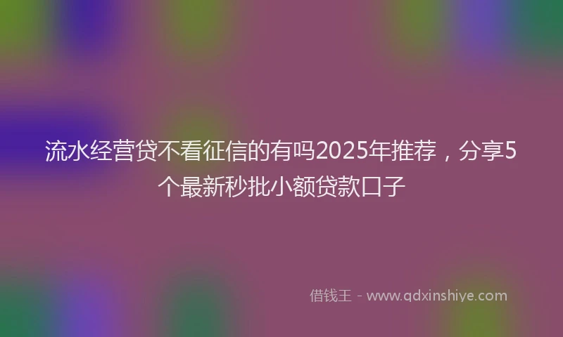 流水经营贷不看征信的有吗2025年推荐，分享5个最新秒批小额贷款口子