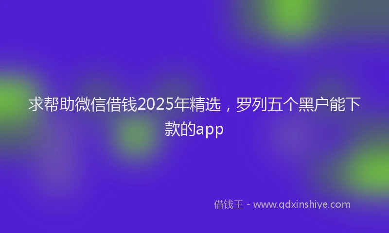 求帮助微信借钱2025年精选，罗列五个黑户能下款的app