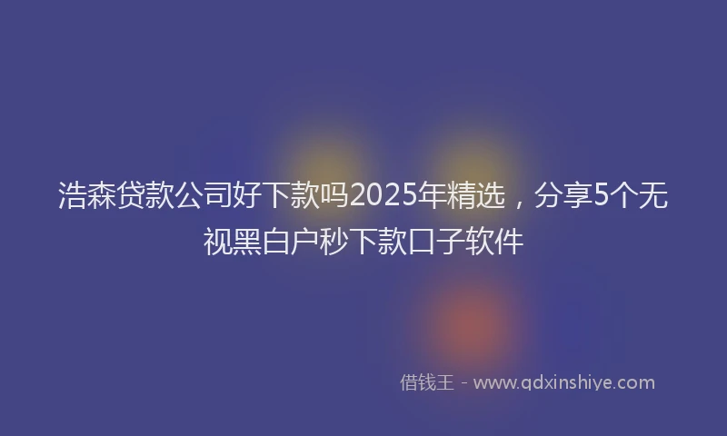 浩森贷款公司好下款吗2025年精选，分享5个无视黑白户秒下款口子软件