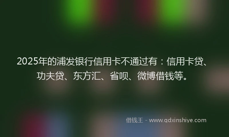 2025年的浦发银行信用卡不通过有：信用卡贷、功夫贷、东方汇、省呗、微博借钱等。