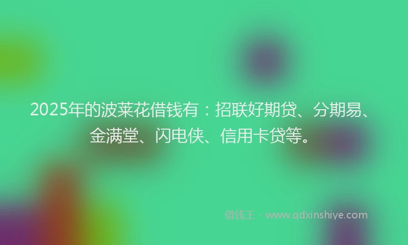 2025年的波莱花借钱有：招联好期贷、分期易、金满堂、闪电侠、信用卡贷等。