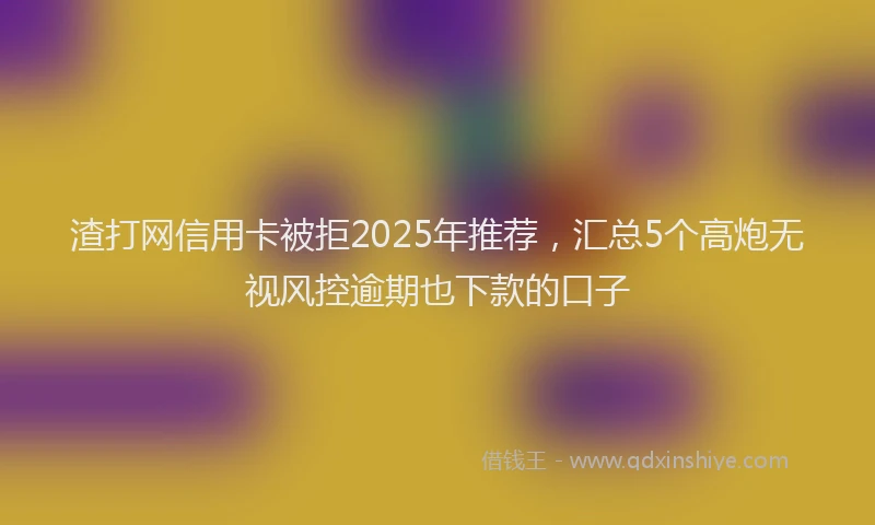 渣打网信用卡被拒2025年推荐，汇总5个高炮无视风控逾期也下款的口子