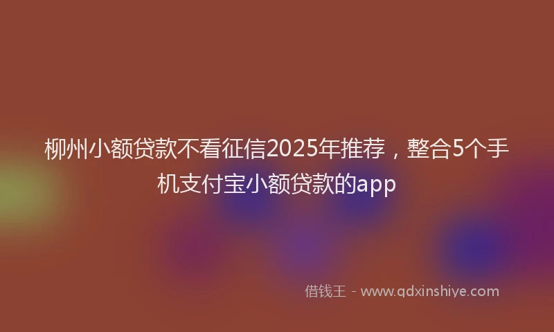 柳州小额贷款不看征信2025年推荐，整合5个手机支付宝小额贷款的app