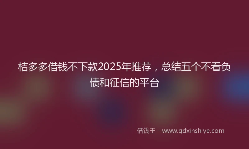 桔多多借钱不下款2025年推荐，总结五个不看负债和征信的平台