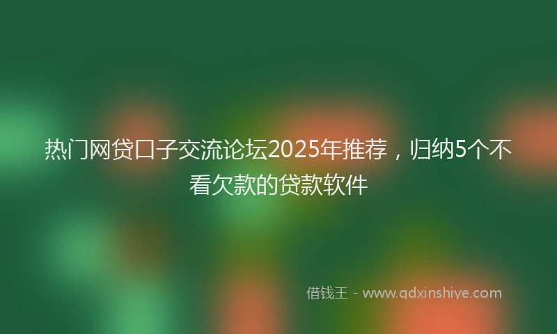 热门网贷口子交流论坛2025年推荐，归纳5个不看欠款的贷款软件