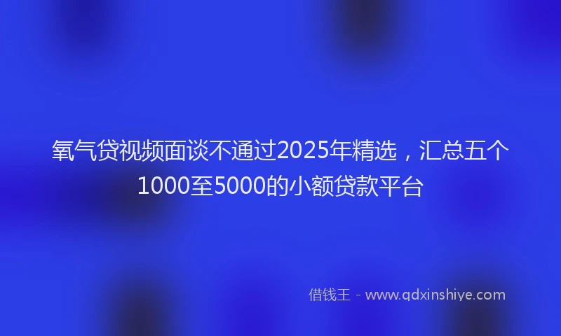 氧气贷视频面谈不通过2025年精选，汇总五个1000至5000的小额贷款平台