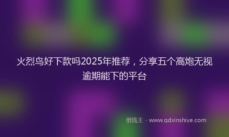 火烈鸟好下款吗2025年推荐，分享五个高炮无视逾期能下的平台