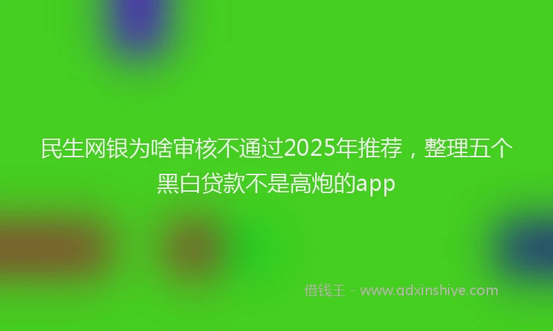 民生网银为啥审核不通过2025年推荐，整理五个黑白贷款不是高炮的app