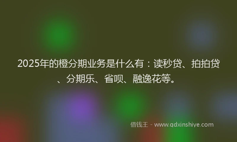 2025年的橙分期业务是什么有：读秒贷、拍拍贷、分期乐、省呗、融逸花等。