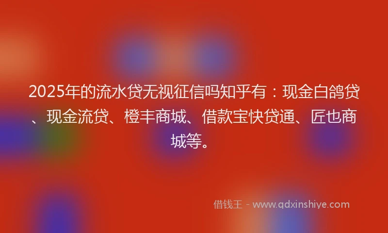 2025年的流水贷无视征信吗知乎有：现金白鸽贷、现金流贷、橙丰商城、借款宝快贷通、匠也商城等。