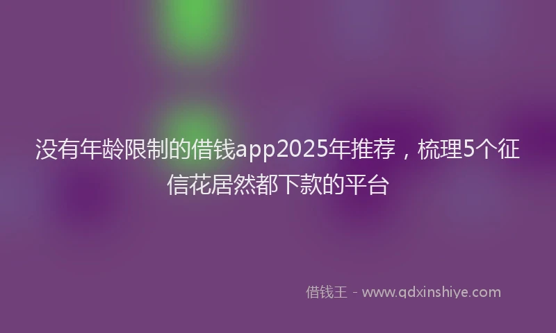没有年龄限制的借钱app2025年推荐，梳理5个征信花居然都下款的平台
