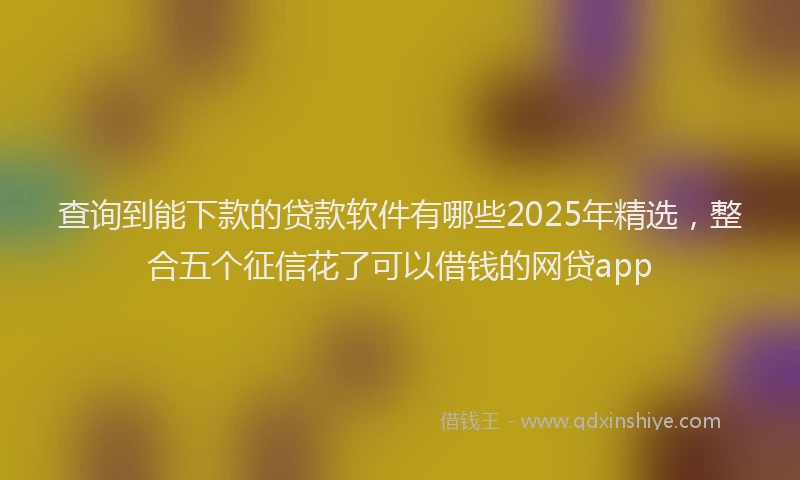 查询到能下款的贷款软件有哪些2025年精选，整合五个征信花了可以借钱的网贷app