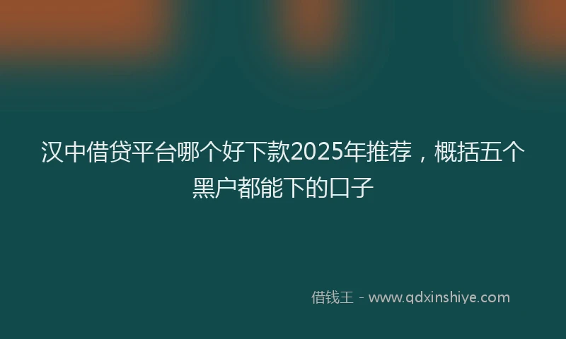 汉中借贷平台哪个好下款2025年推荐，概括五个黑户都能下的口子