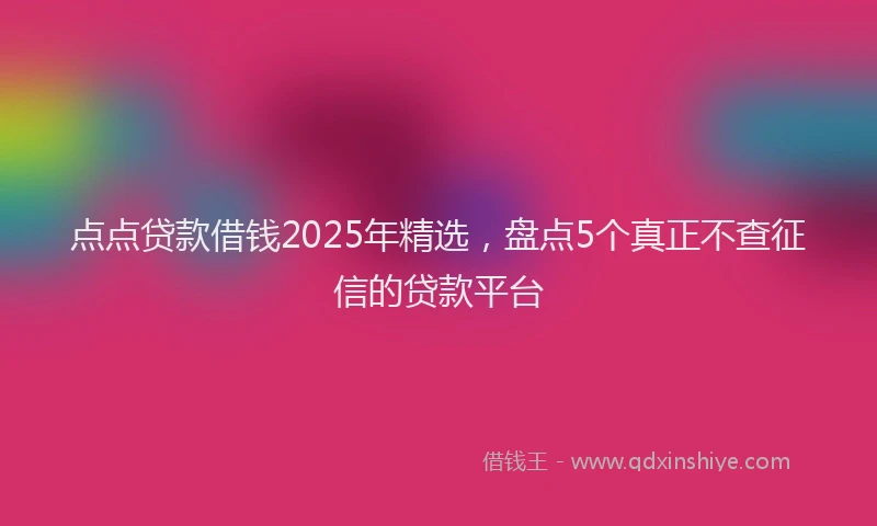 点点贷款借钱2025年精选，盘点5个真正不查征信的贷款平台