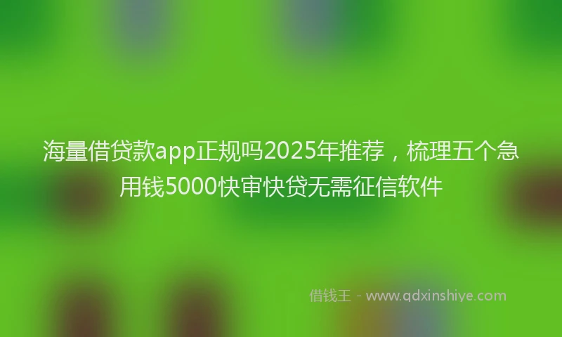海量借贷款app正规吗2025年推荐，梳理五个急用钱5000快审快贷无需征信软件