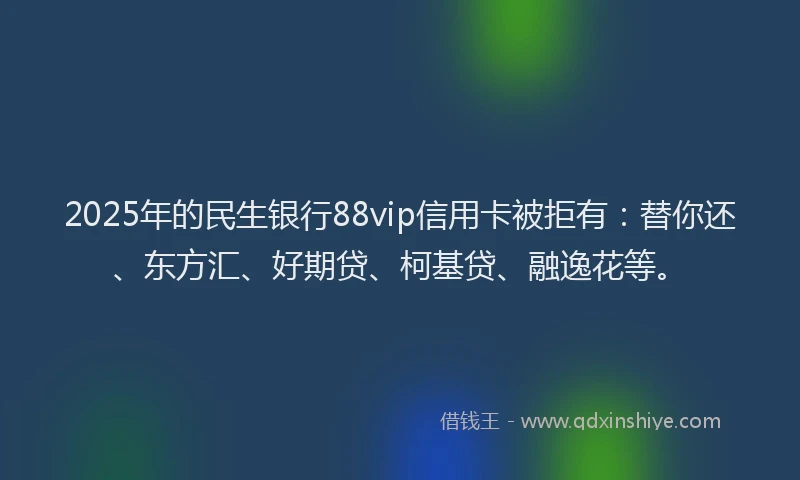 2025年的民生银行88vip信用卡被拒有：替你还、东方汇、好期贷、柯基贷、融逸花等。