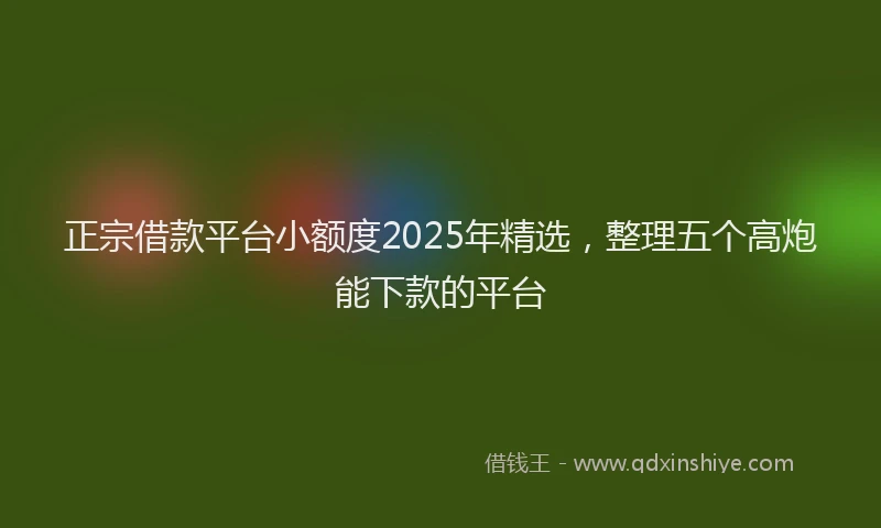 正宗借款平台小额度2025年精选，整理五个高炮能下款的平台