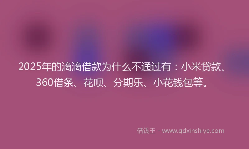 2025年的滴滴借款为什么不通过有：小米贷款、360借条、花呗、分期乐、小花钱包等。