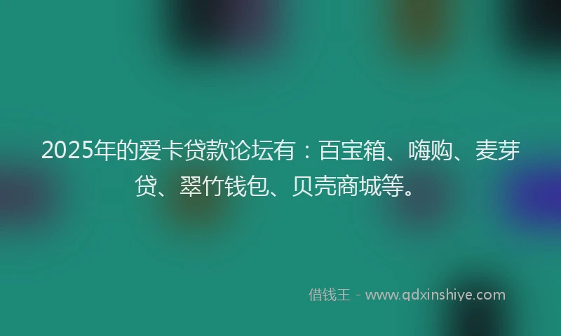 2025年的爱卡贷款论坛有：百宝箱、嗨购、麦芽贷、翠竹钱包、贝壳商城等。