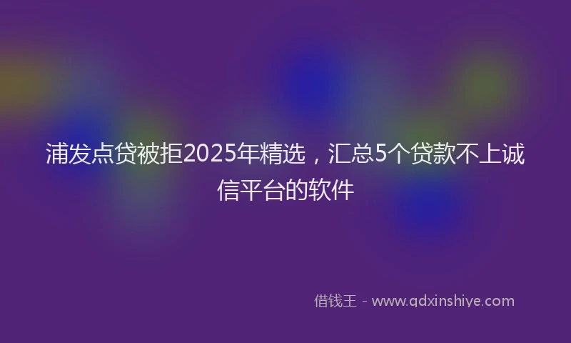 浦发点贷被拒2025年精选，汇总5个贷款不上诚信平台的软件
